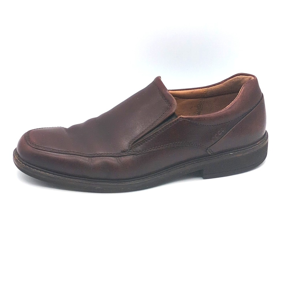 Ecco Shoes Mens Brown EUR 44 Leather Loafers Elastic Insets‎ Walking Comfort